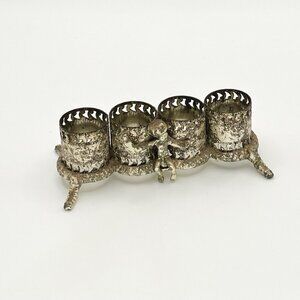 Vintage Hollywood Regency Gold & Silver Tone Lipstick Metal Holder Vanity Cherub